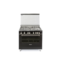 Elba Gas Cooker 90 cm Black with Steel Top and 2 Fans for Cooling and Distribution