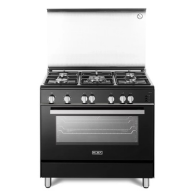 Elba Gas Cooker 90 cm Black Design Cast iron pan supports 5 gas burners Full Safety