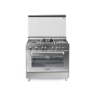 Elba Gas Cooker 90 cm Silver and 2 Fans for Cooling and Distribution