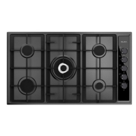 Elba Built In Gas Hob 90cm 5 Burners Anthracite with Black Glass