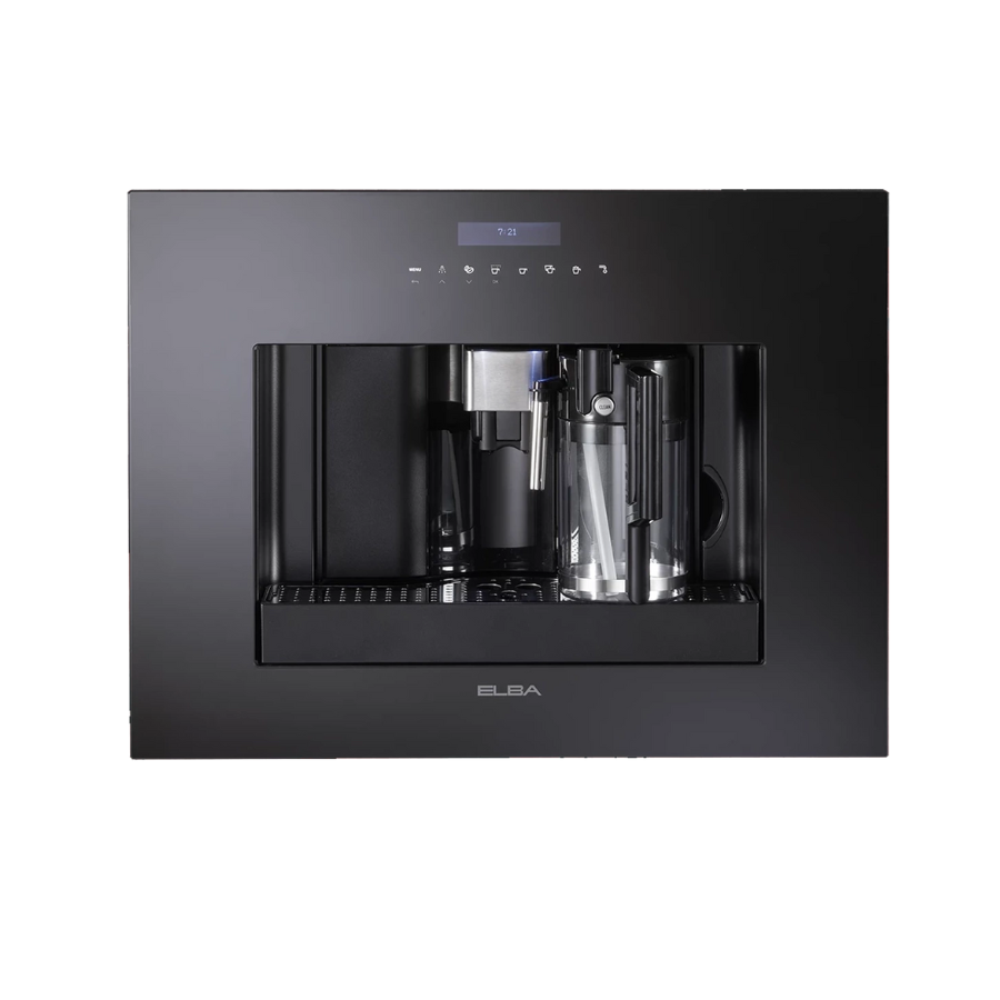 Elba Fully Automatic Built-in Coffee Cappuccino Maker Black Glass 45cm